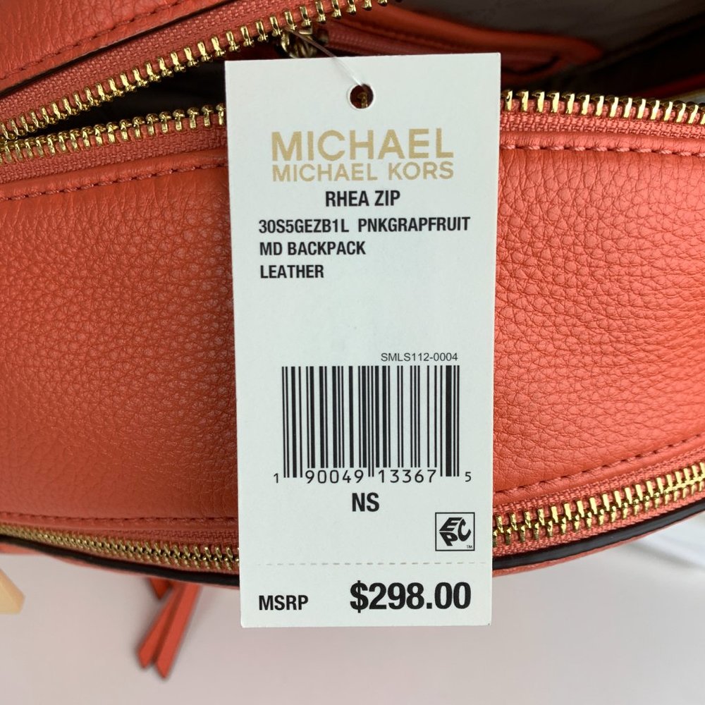 New Michael Kors Rhea Medium Leather Backpack - Picture 7 of 10